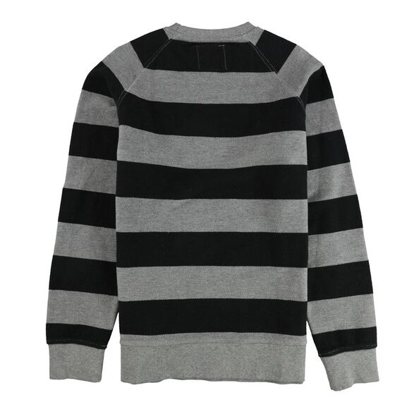 American Eagle Mens Striped Crew Neck Sweatshirt, blackgray, S - Picture 2 of 2